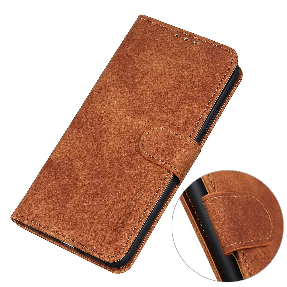 KHAZNEH For Xiaomi Poco M8 Pro 5G / Redmi Note 15 Pro+ 5G (Global) Case PU Leather Retro Texture Phone Cover - Brown