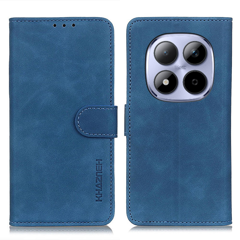 KHAZNEH For Xiaomi Poco M8 Pro 5G / Redmi Note 15 Pro+ 5G (Global) Case PU Leather Retro Texture Phone Cover - Blue