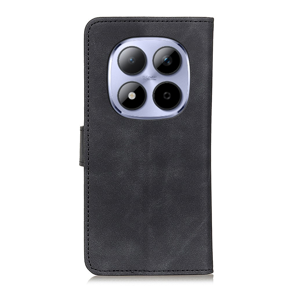 KHAZNEH For Xiaomi Poco M8 Pro 5G / Redmi Note 15 Pro+ 5G (Global) Case PU Leather Retro Texture Phone Cover - Black