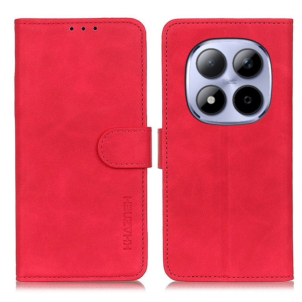 KHAZNEH For Xiaomi Poco M8 Pro 5G / Redmi Note 15 Pro+ 5G (Global) Case PU Leather Retro Texture Phone Cover - Red