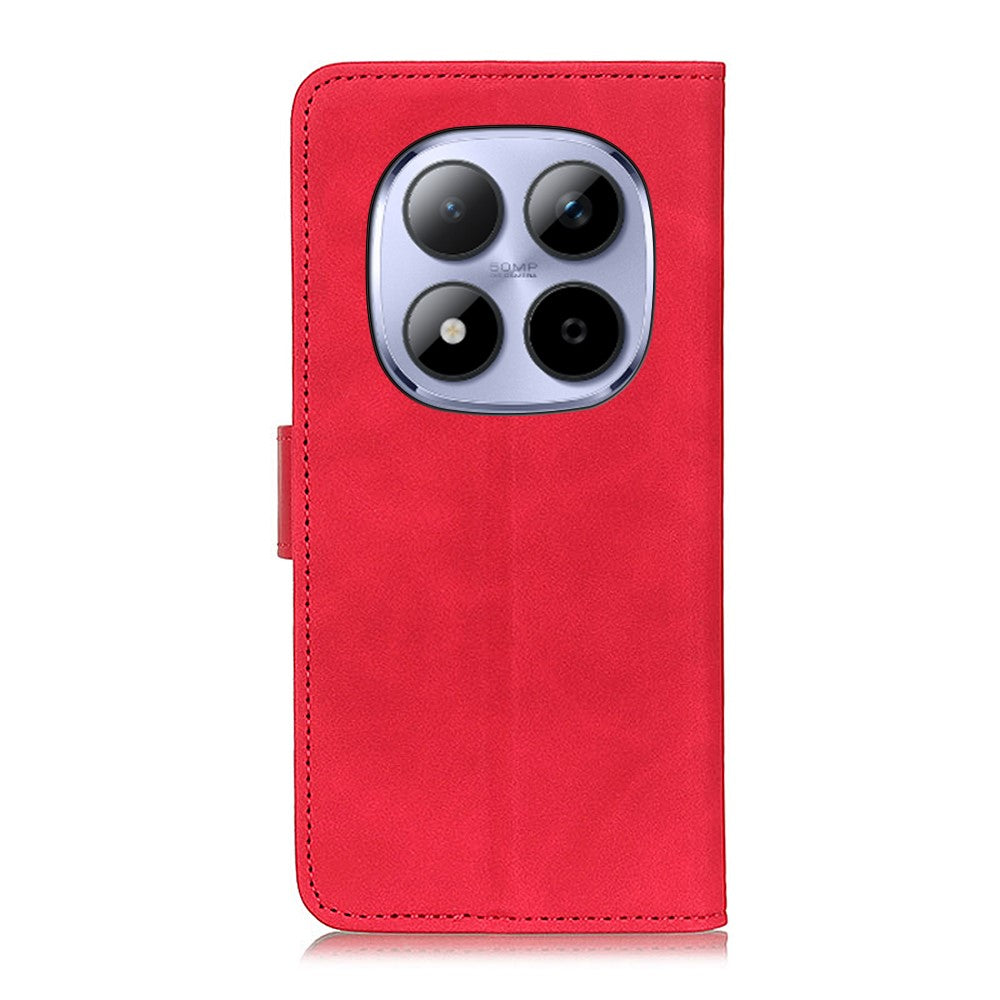 KHAZNEH For Xiaomi Poco M8 Pro 5G / Redmi Note 15 Pro+ 5G (Global) Case PU Leather Retro Texture Phone Cover - Red