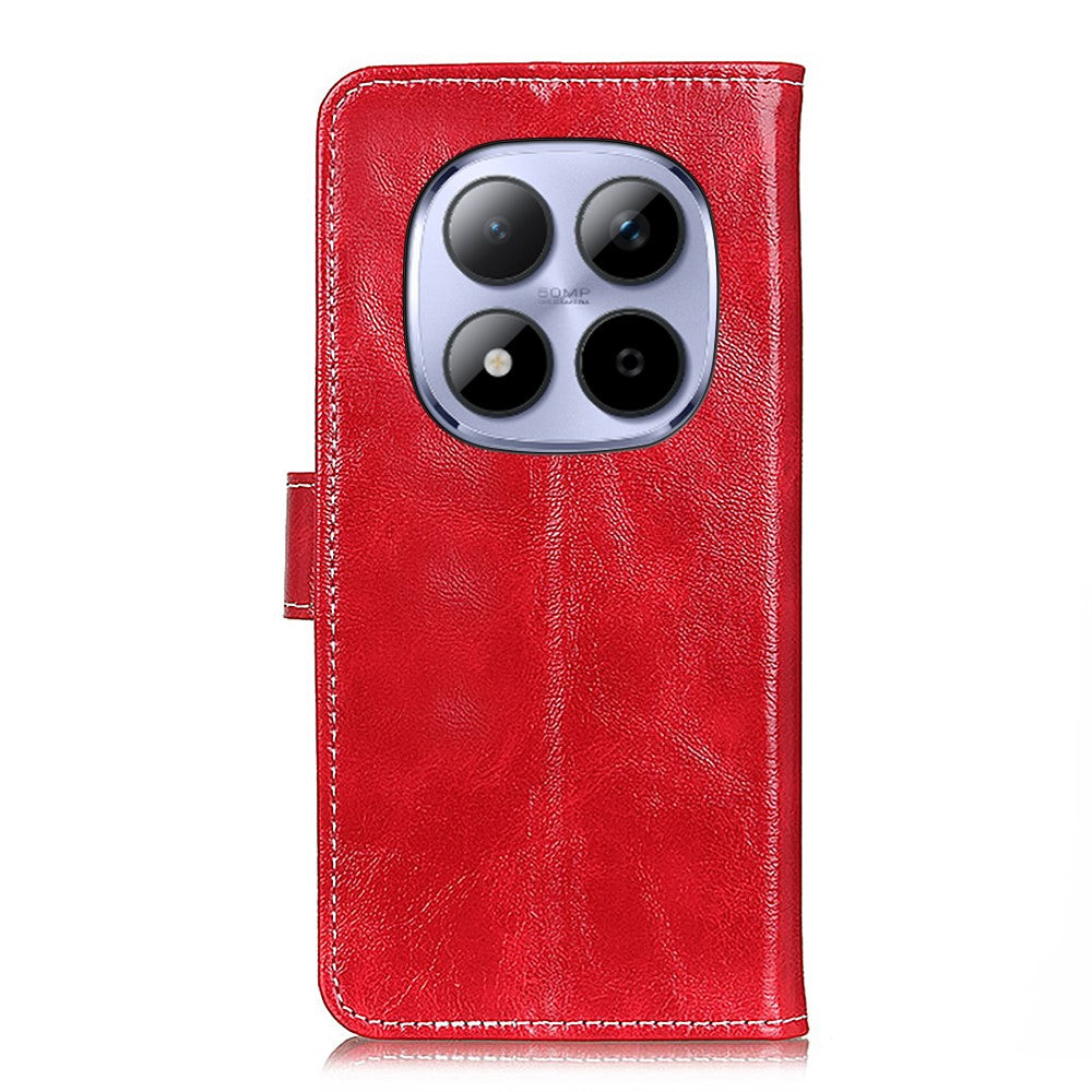 For Xiaomi Poco M8 Pro 5G / Redmi Note 15 Pro+ 5G (Global) Case Wallet Leather Phone Cover Crazy Horse Texture - Red
