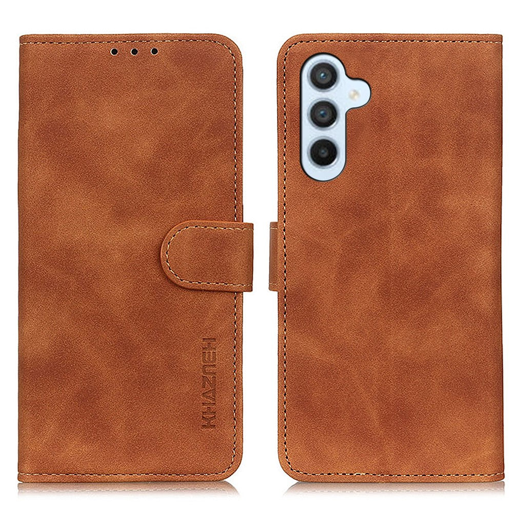KHAZNEH-For-Samsung-Galaxy-S26-/-S26-Pro-Case-PU-Leather-Retro-Texture-Phone-Cover-Brown