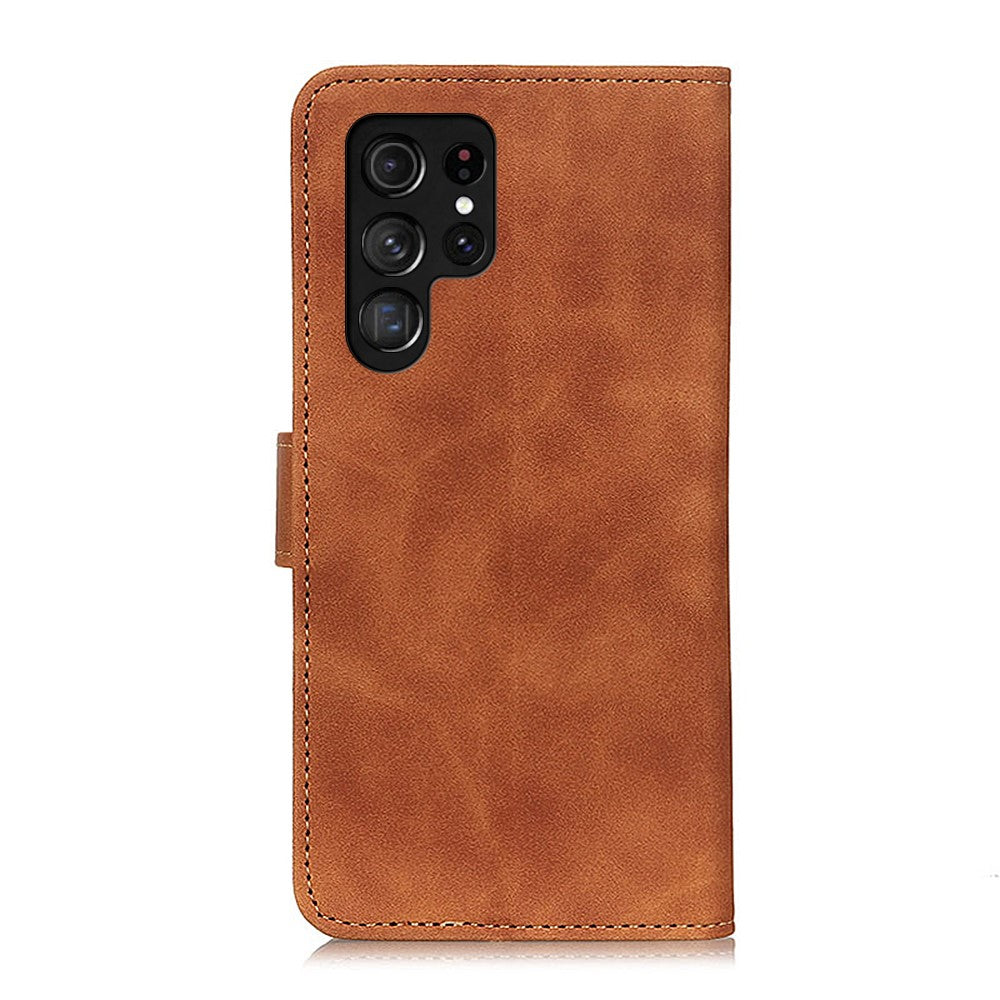 KHAZNEH-For-Samsung-Galaxy-S26-Ultra-Case-PU-Leather-Retro-Texture-Phone-Cover-Brown