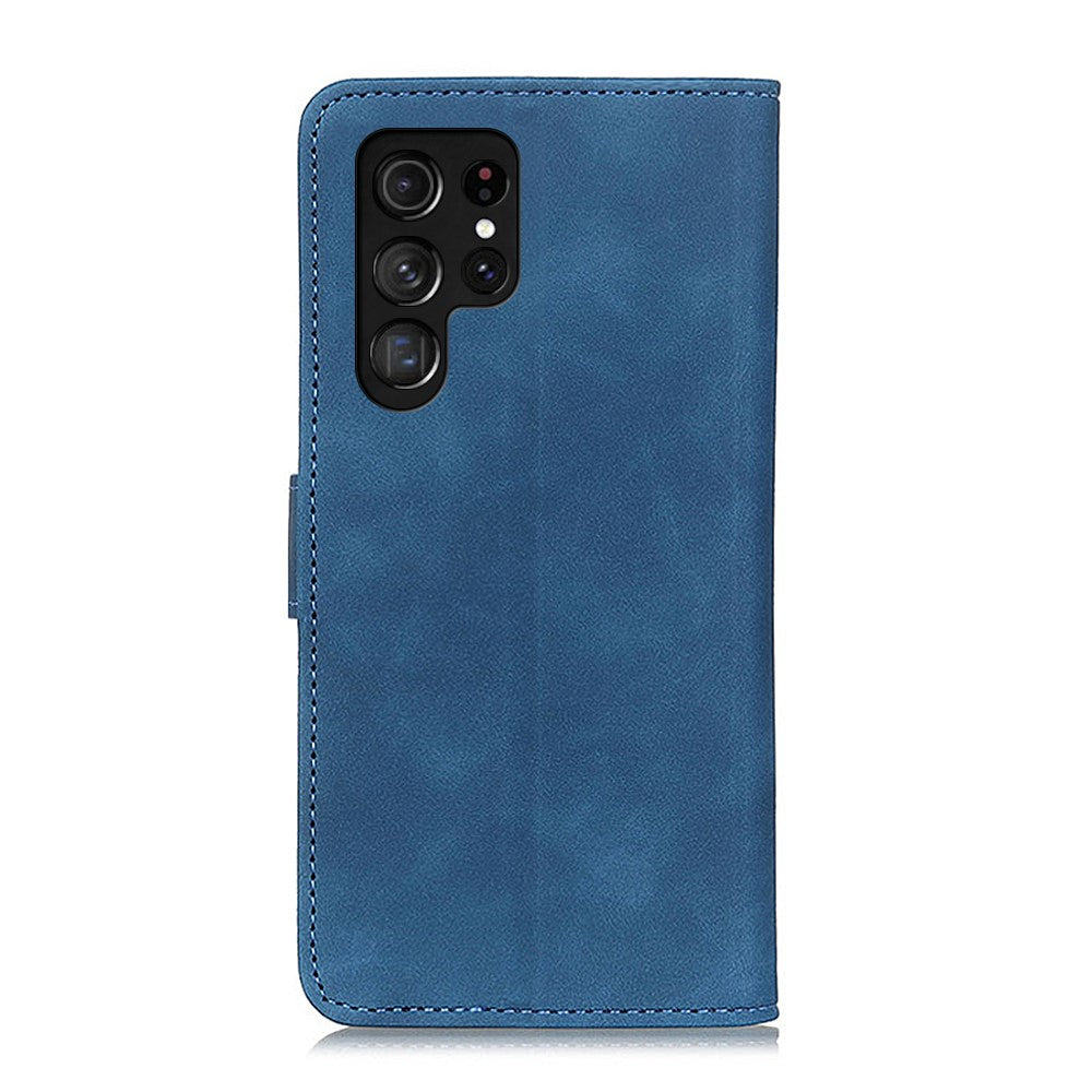 KHAZNEH-For-Samsung-Galaxy-S26-Ultra-Case-PU-Leather-Retro-Texture-Phone-Cover-Blue