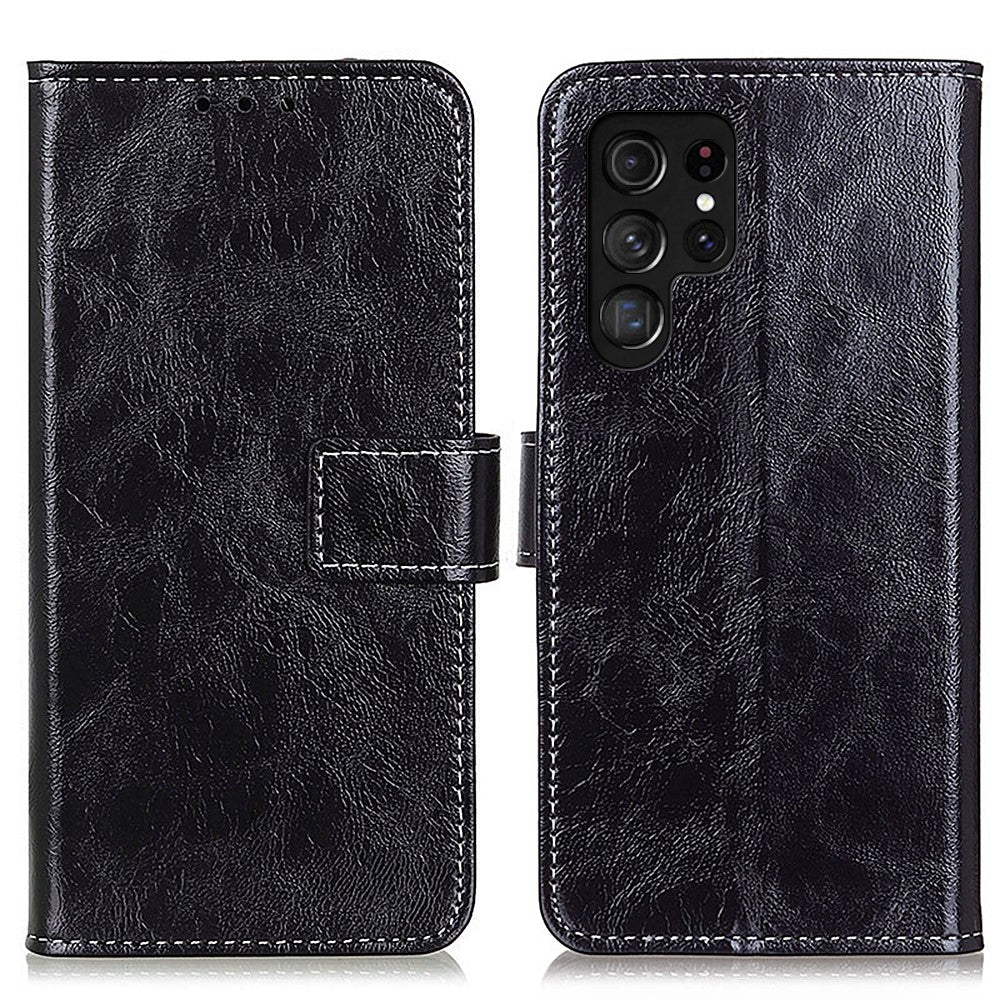For-Samsung-Galaxy-S26-Ultra-Case-Wallet-Leather-Phone-Cover-Crazy-Horse-Texture-Black