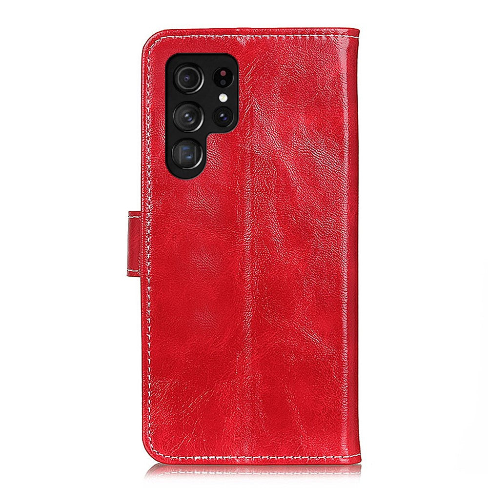 For-Samsung-Galaxy-S26-Ultra-Case-Wallet-Leather-Phone-Cover-Crazy-Horse-Texture-Red