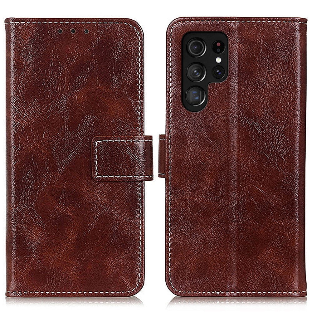For-Samsung-Galaxy-S26-Ultra-Case-Wallet-Leather-Phone-Cover-Crazy-Horse-Texture-Brown