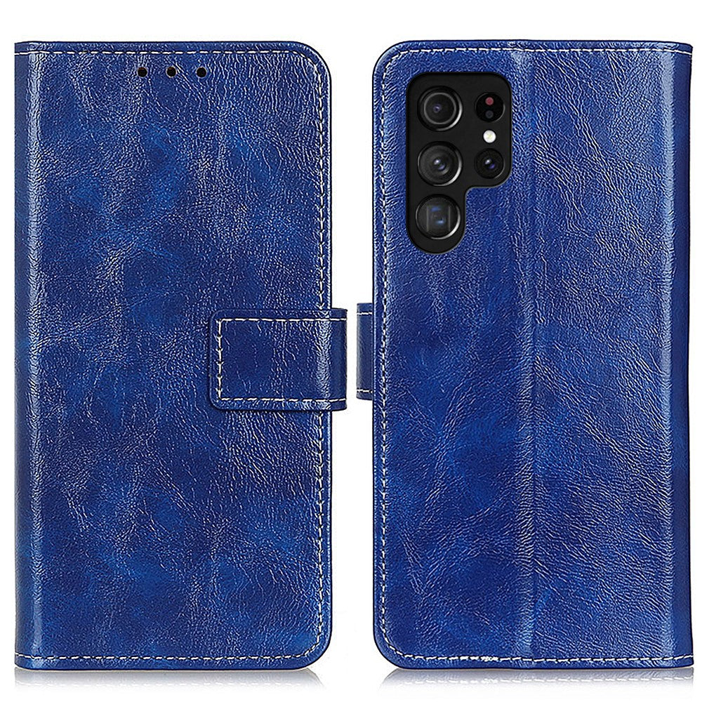 For-Samsung-Galaxy-S26-Ultra-Case-Wallet-Leather-Phone-Cover-Crazy-Horse-Texture-Blue