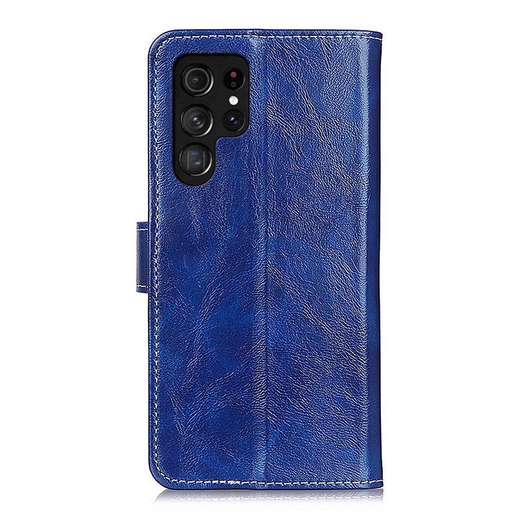 For-Samsung-Galaxy-S26-Ultra-Case-Wallet-Leather-Phone-Cover-Crazy-Horse-Texture-Blue
