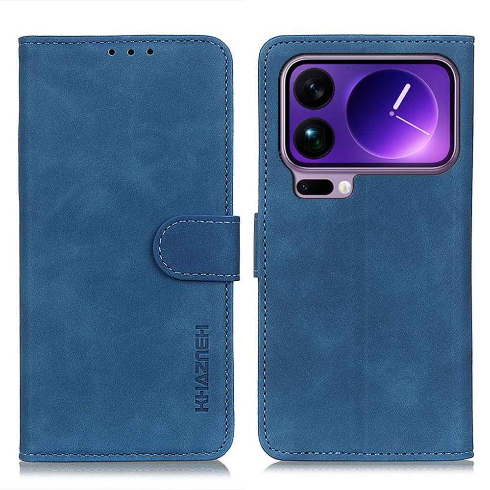 KHAZNEH For Xiaomi 17 Pro Case PU Leather Retro Texture Phone Cover - Blue