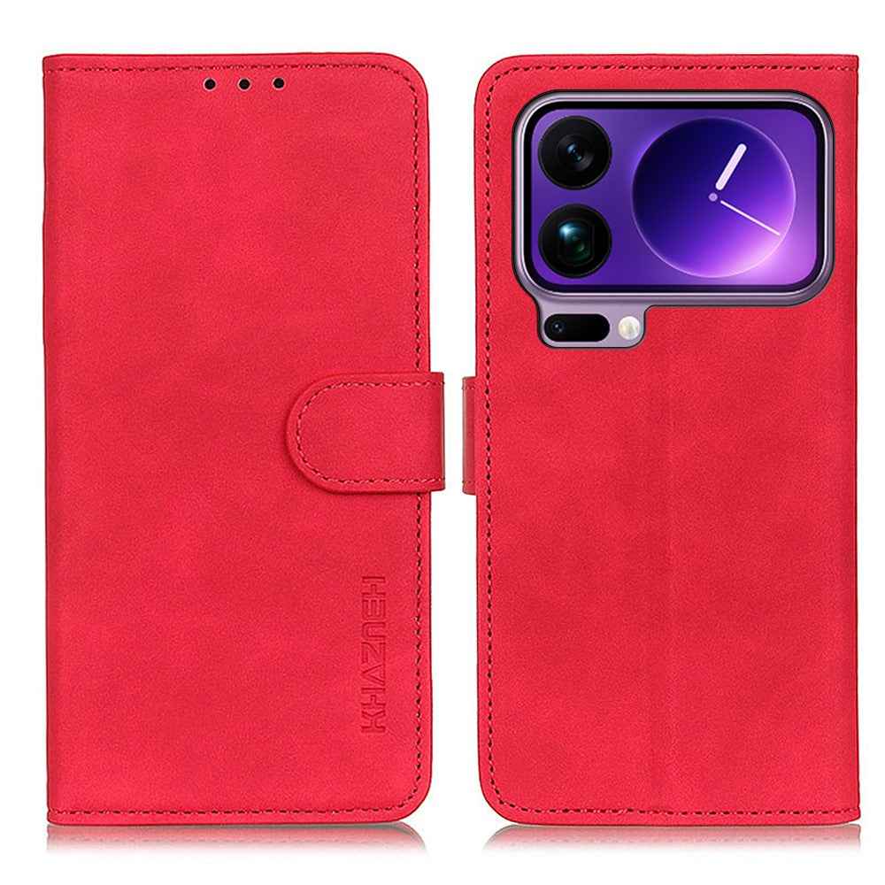 KHAZNEH For Xiaomi 17 Pro Case PU Leather Retro Texture Phone Cover - Red
