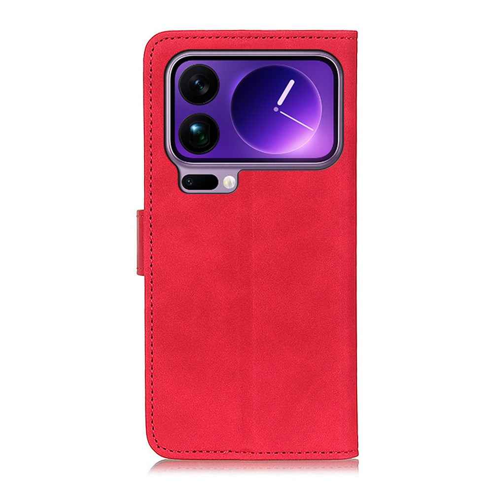 KHAZNEH For Xiaomi 17 Pro Case PU Leather Retro Texture Phone Cover - Red