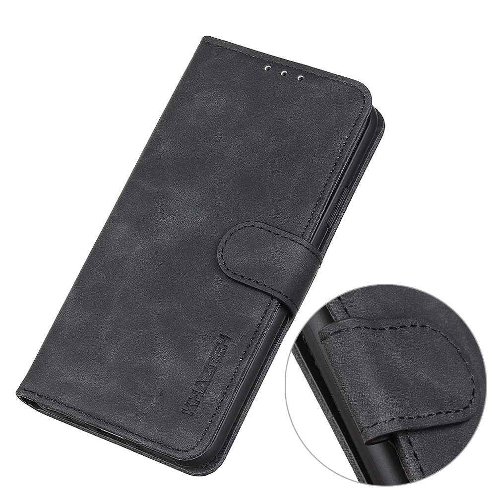 KHAZNEH For Xiaomi 17 Pro Case PU Leather Retro Texture Phone Cover - Black