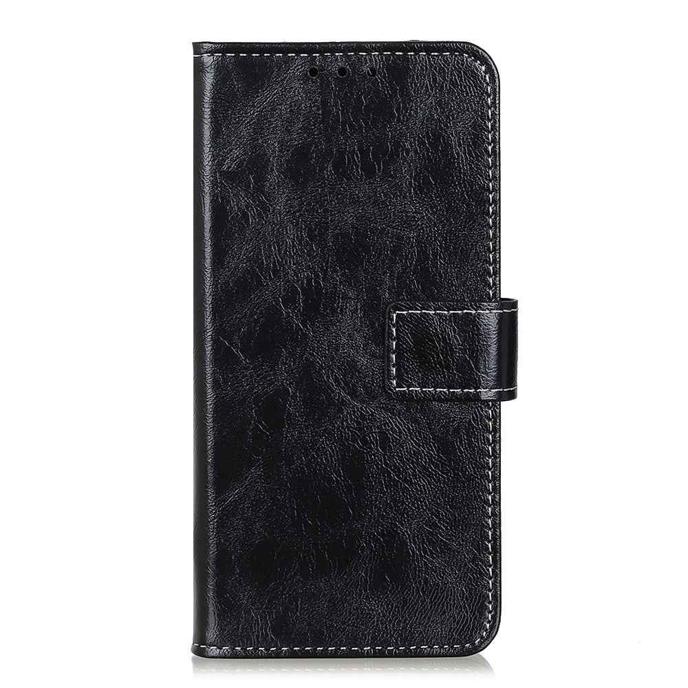 For Xiaomi 17 Pro Case Wallet Leather Phone Cover Crazy Horse Texture - Black