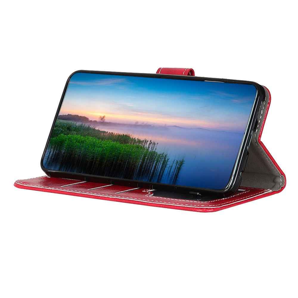 For Xiaomi 17 Pro Case Wallet Leather Phone Cover Crazy Horse Texture - Red