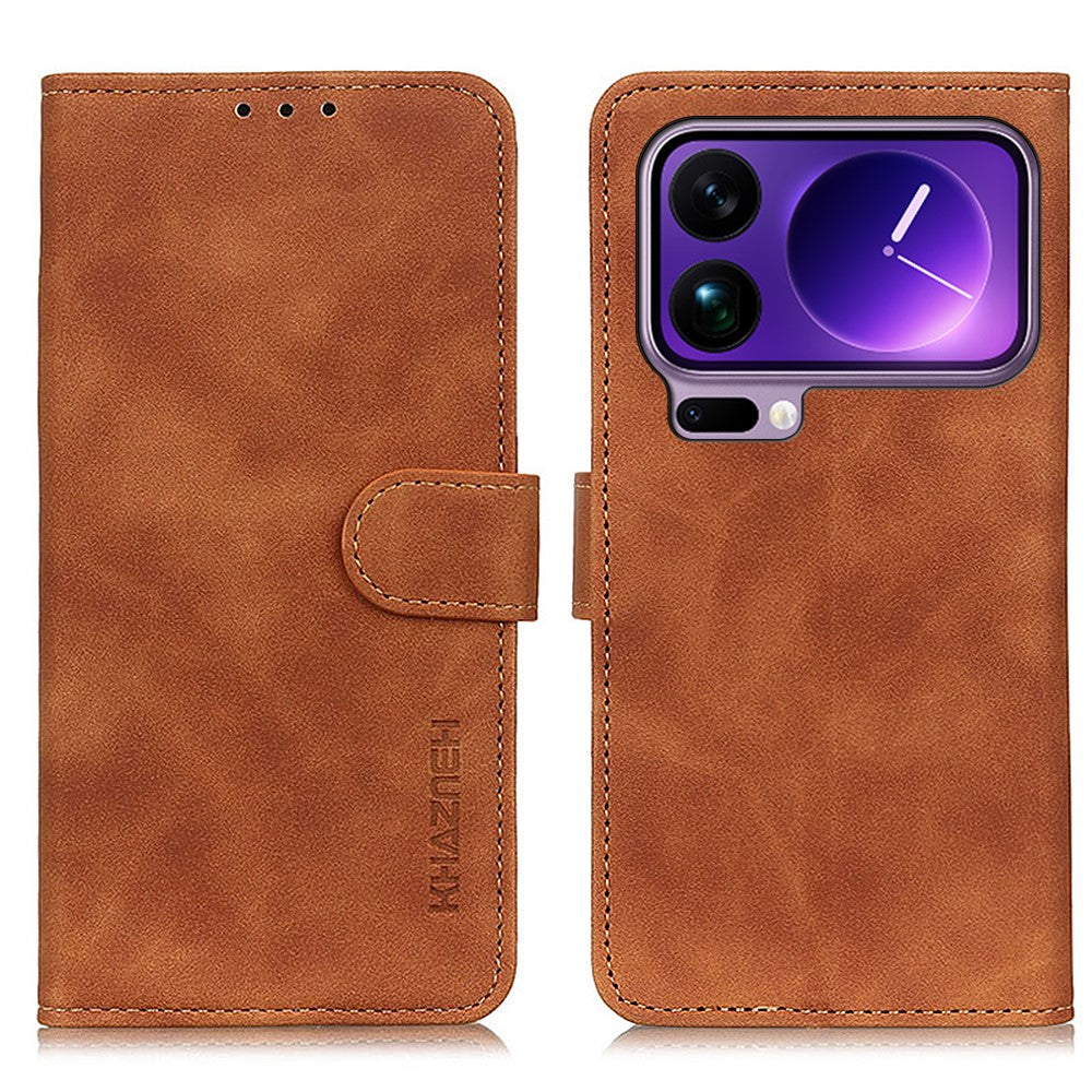 KHAZNEH For Xiaomi 17 Pro Max Case PU Leather Retro Texture Phone Cover - Brown