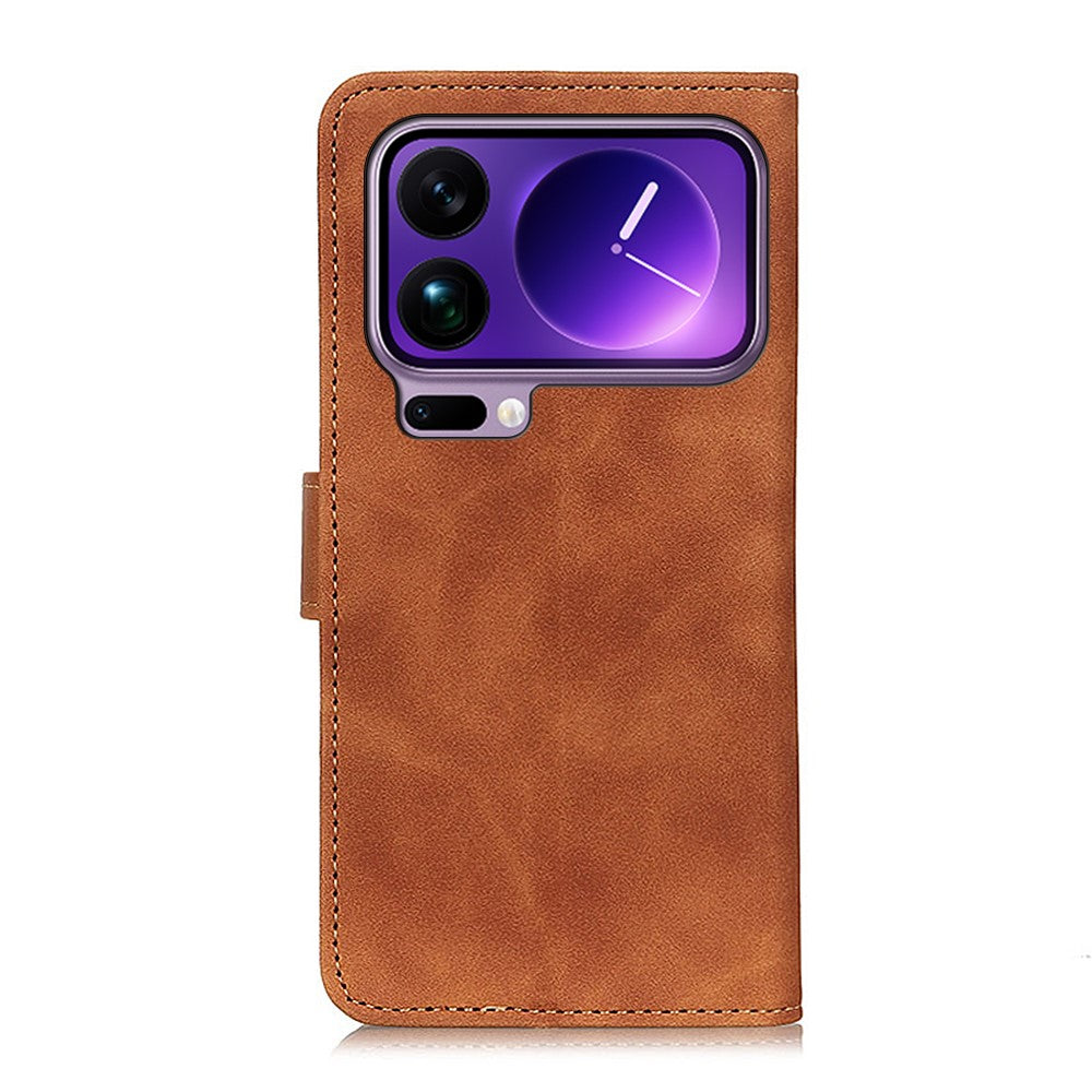 KHAZNEH For Xiaomi 17 Pro Max Case PU Leather Retro Texture Phone Cover - Brown
