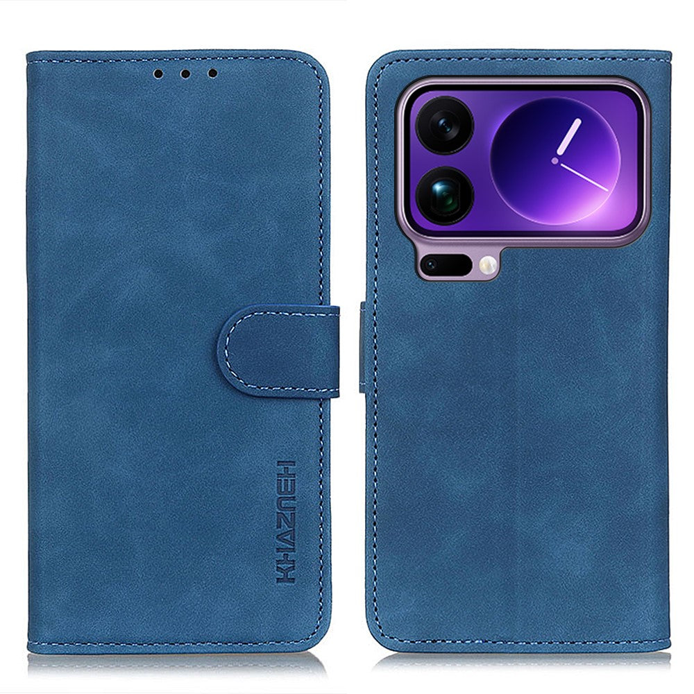 KHAZNEH For Xiaomi 17 Pro Max Case PU Leather Retro Texture Phone Cover - Blue