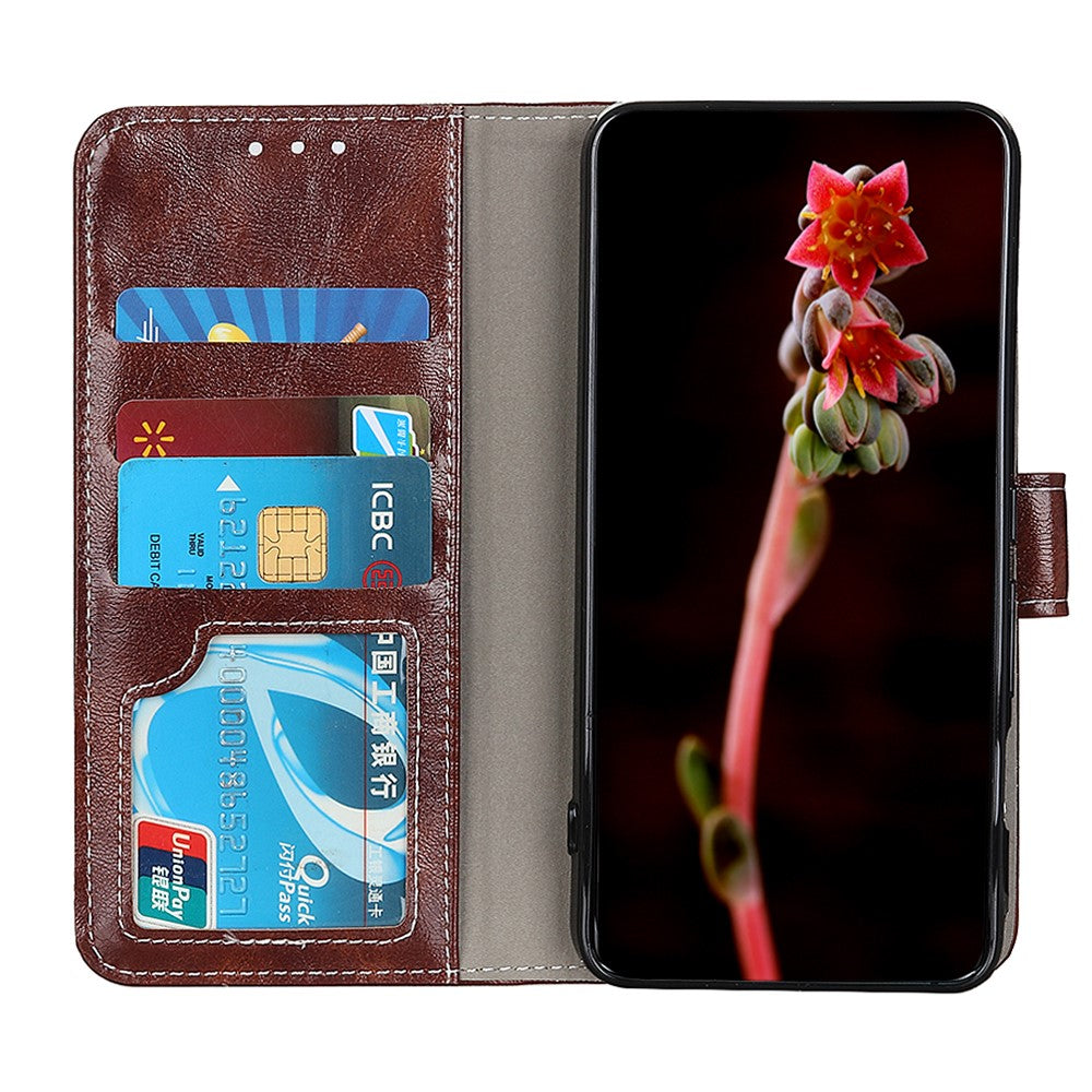 For Xiaomi 17 Pro Max Case Wallet Leather Phone Cover Crazy Horse Texture - Brown