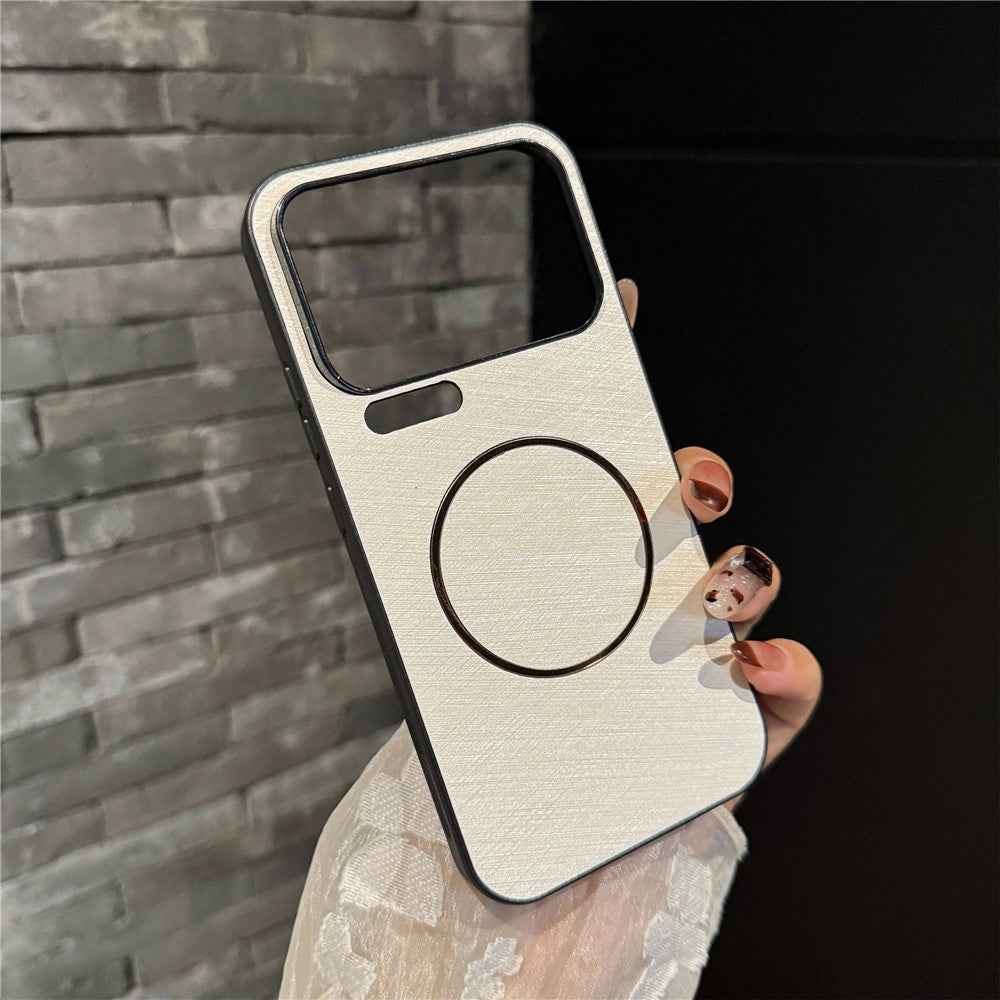 For Xiaomi 17 Pro Magnetic Case Silk Texture PC + TPU Phone Cover - White