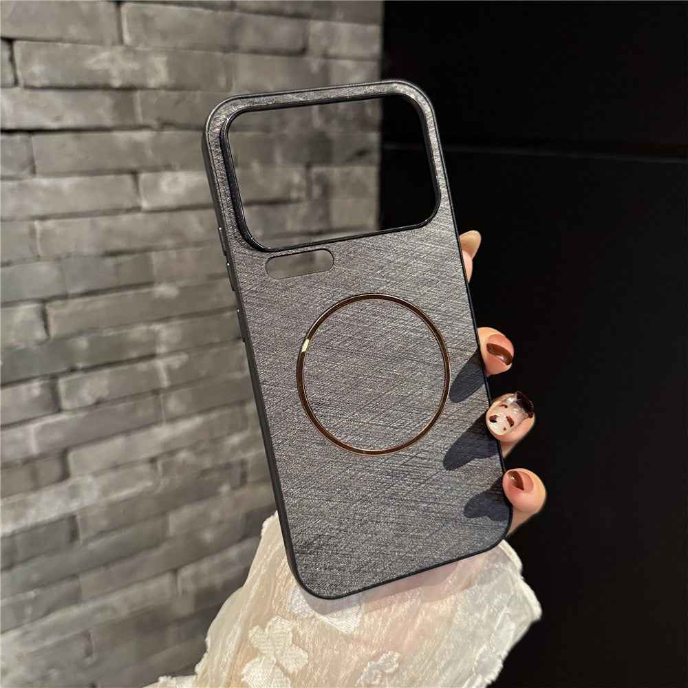 For Xiaomi 17 Pro Magnetic Case Silk Texture PC + TPU Phone Cover - Black