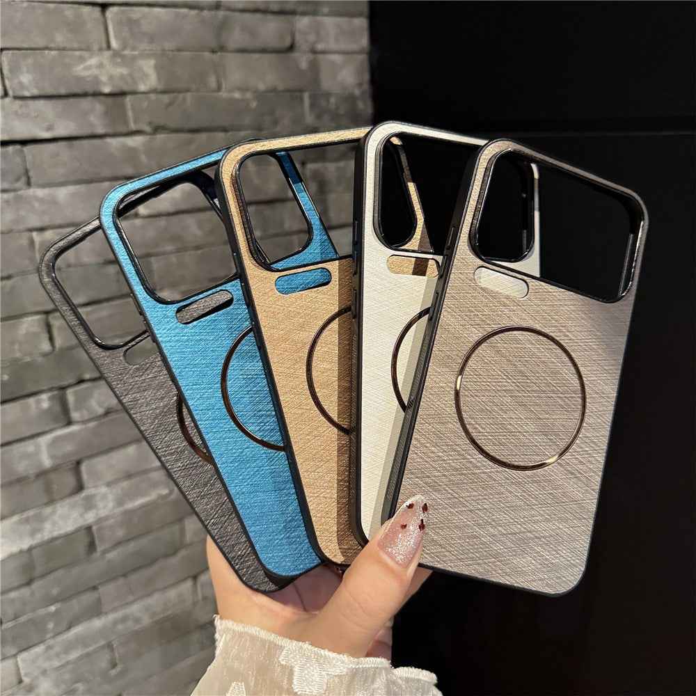 For Xiaomi 17 Pro Magnetic Case Silk Texture PC + TPU Phone Cover - Titanium Gold