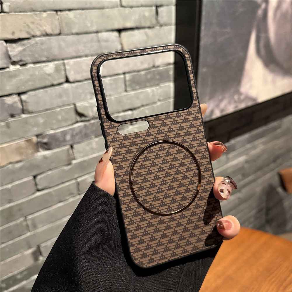 For Xiaomi 17 Pro Magnetic Case Triangular Mountain Texture PC + TPU Phone Cover - Brown