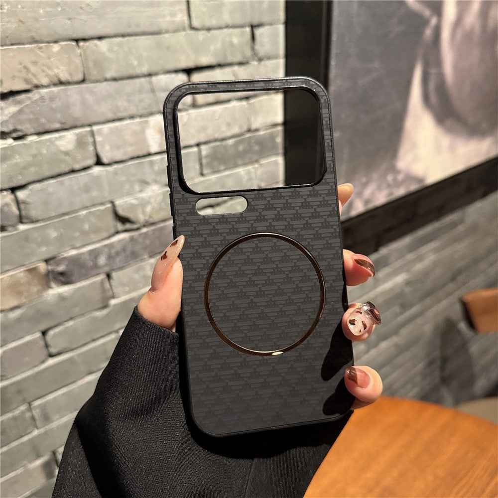 For Xiaomi 17 Pro Magnetic Case Triangular Mountain Texture PC + TPU Phone Cover - Black
