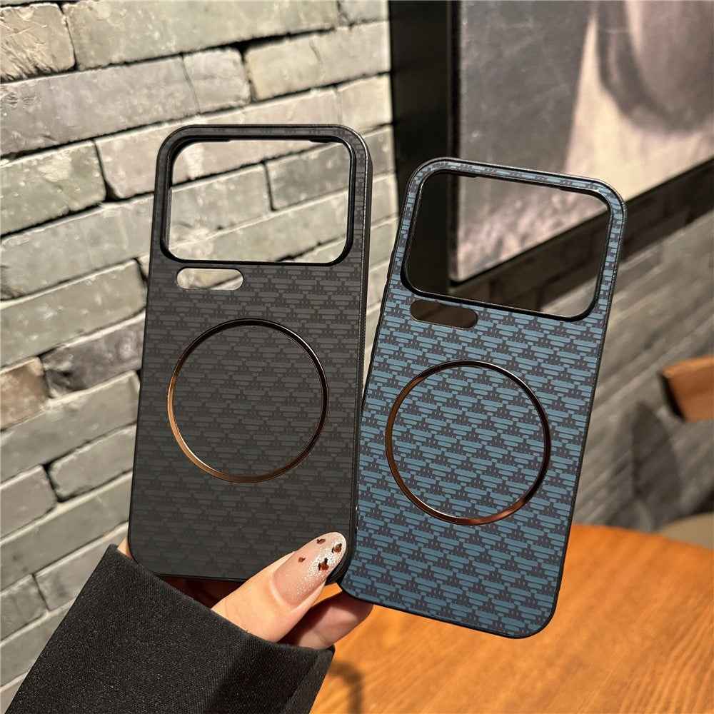 For Xiaomi 17 Pro Magnetic Case Triangular Mountain Texture PC + TPU Phone Cover - Black