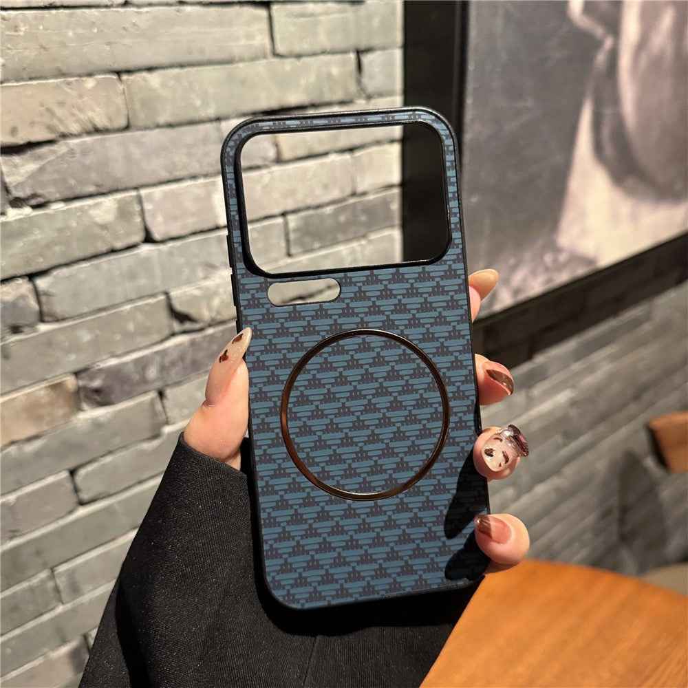 For Xiaomi 17 Pro Magnetic Case Triangular Mountain Texture PC + TPU Phone Cover - Blue