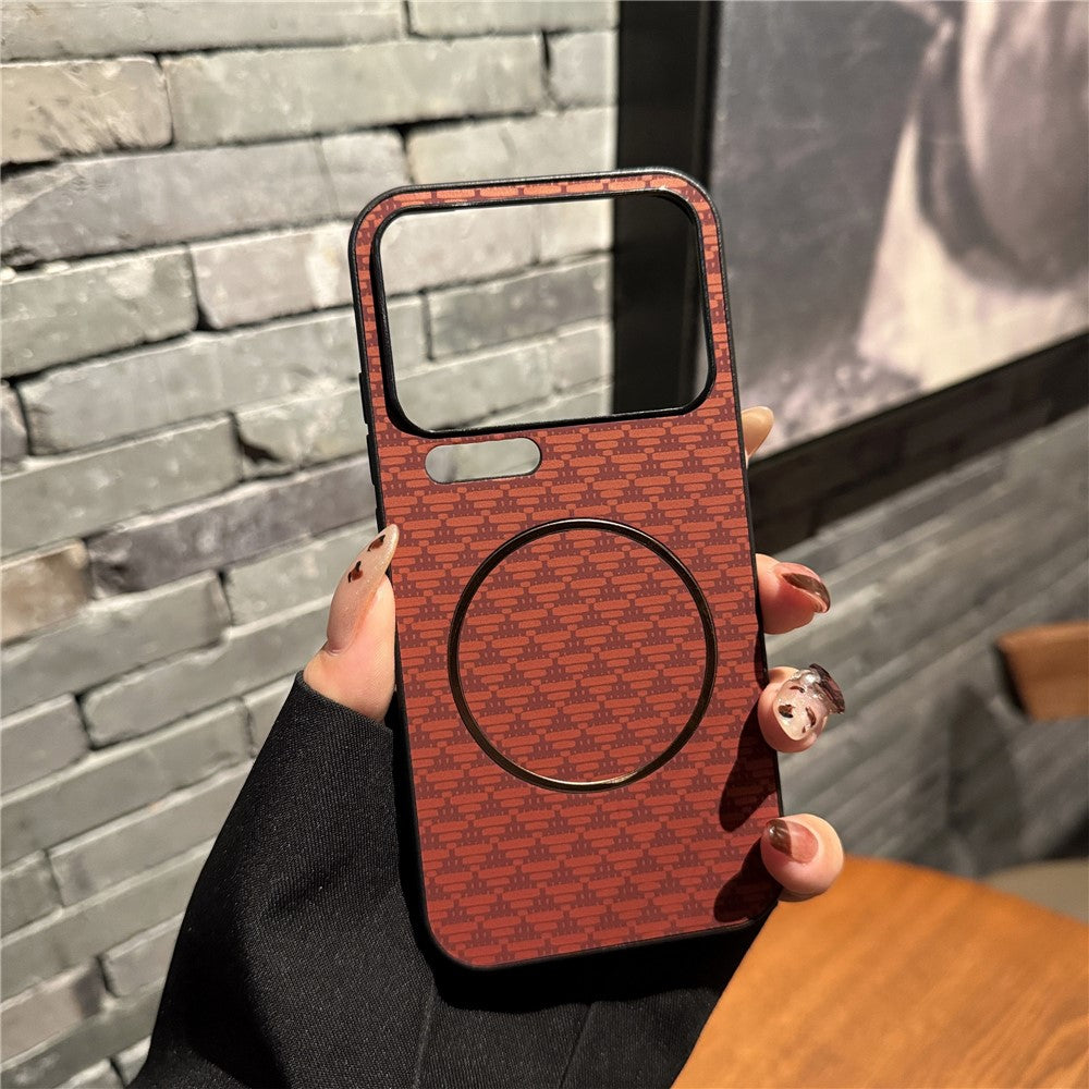For Xiaomi 17 Pro Max Magnetic Case Triangular Mountain Texture PC + TPU Phone Cover - Red