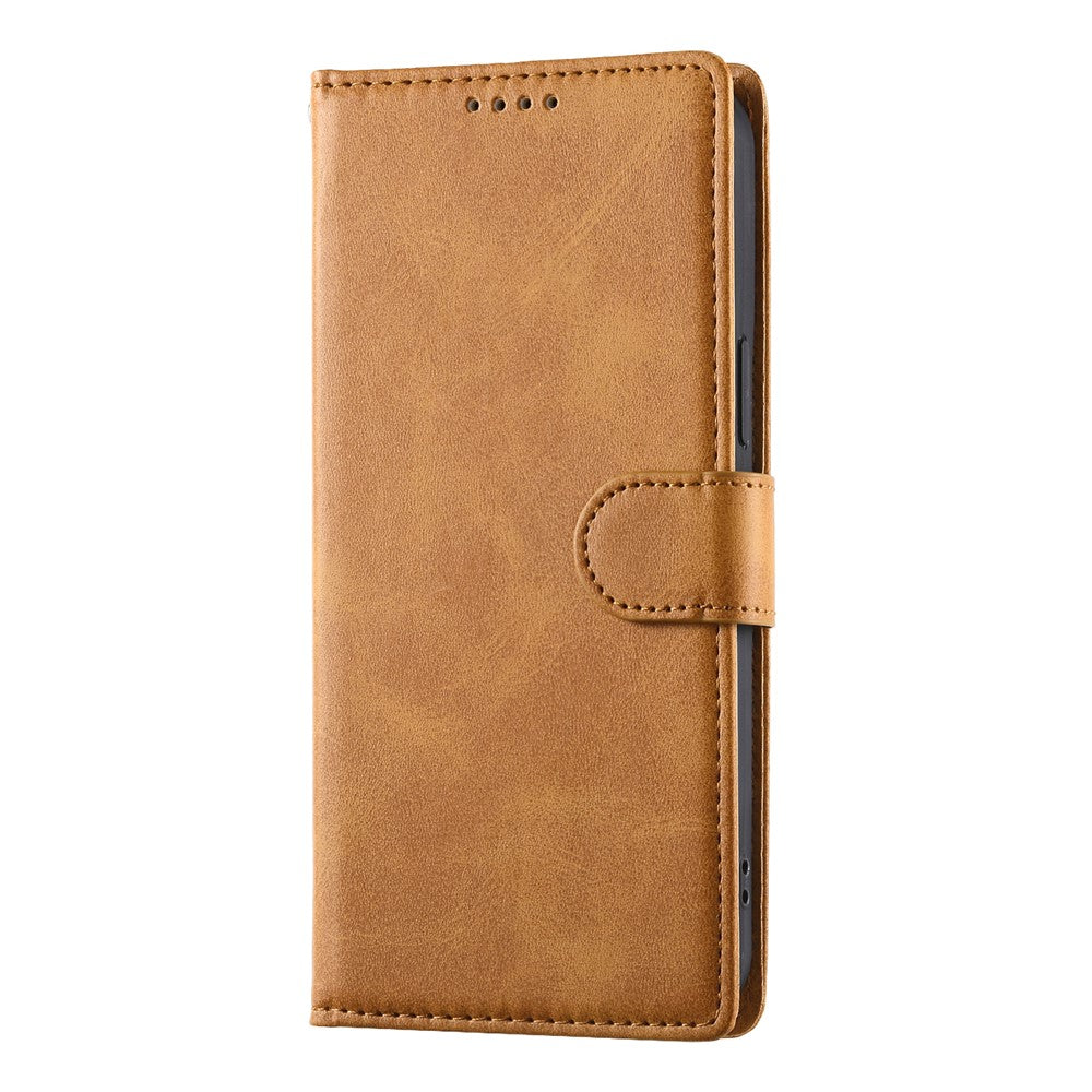 For Xiaomi Poco M8 Pro 5G / Redmi Note 15 Pro+ 5G (Global) Case Stand Wallet Calf Texture PU Leather Flip Phone Cover with Wrist Strap - Yellow