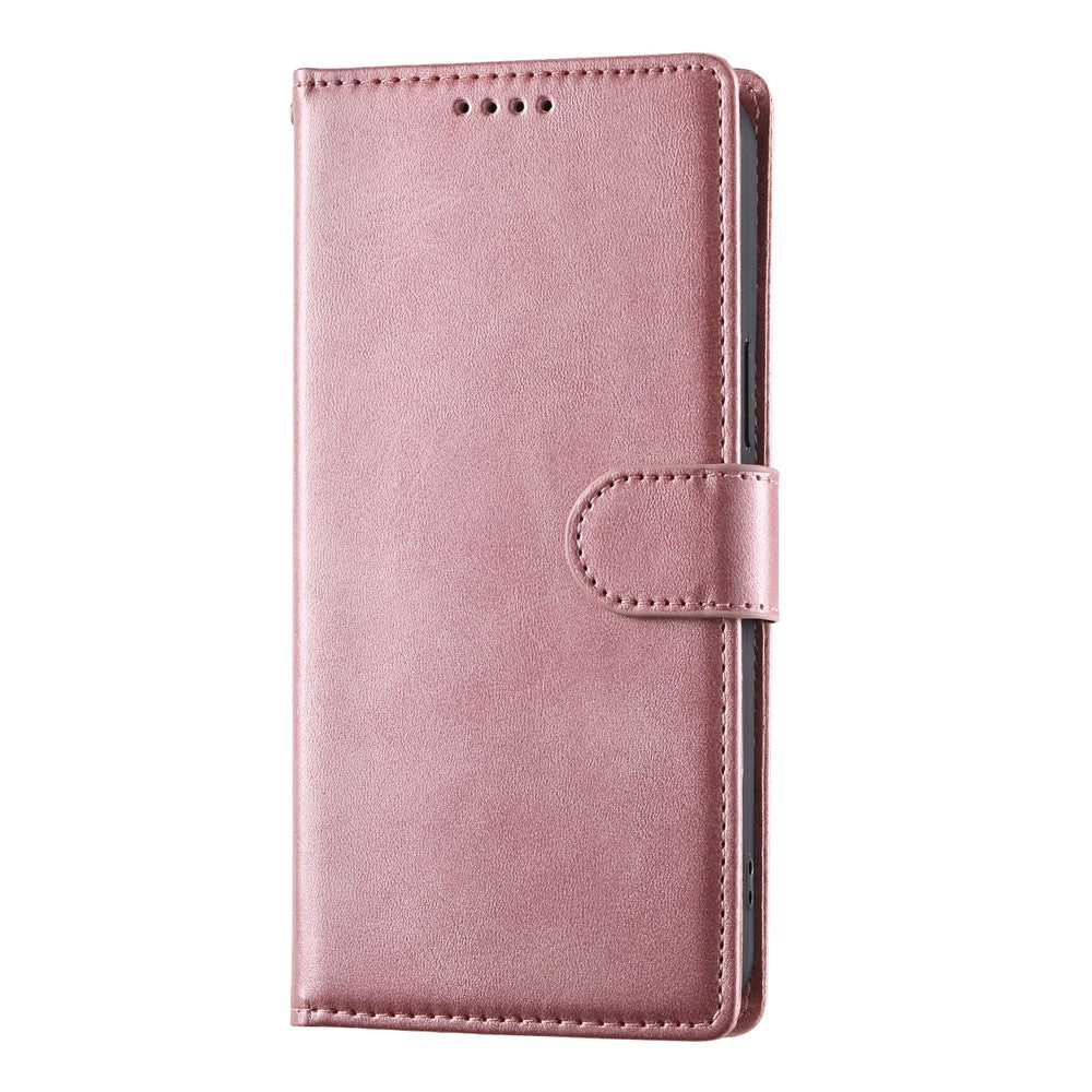 For Xiaomi Poco M8 Pro 5G / Redmi Note 15 Pro+ 5G (Global) Case Stand Wallet Calf Texture PU Leather Flip Phone Cover with Wrist Strap - Pink