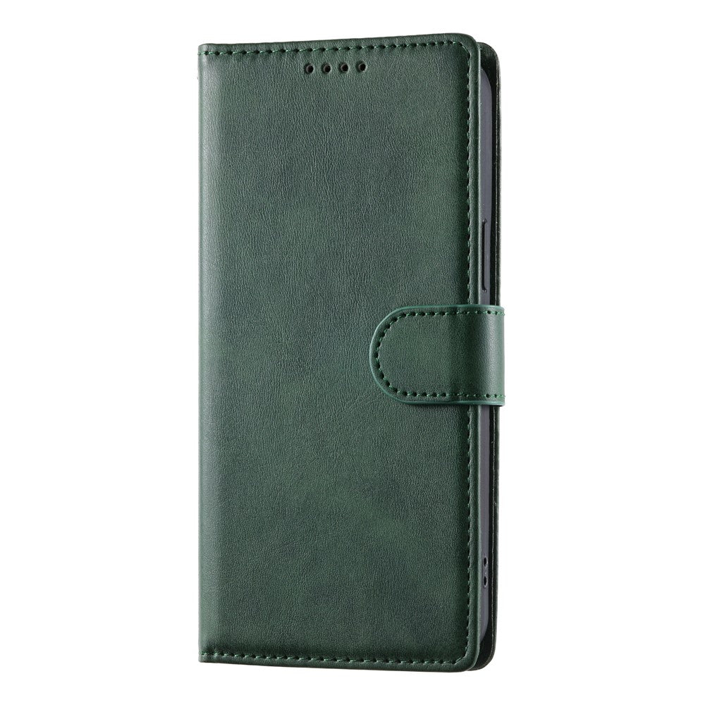 For Xiaomi Poco M8 Pro 5G / Redmi Note 15 Pro+ 5G (Global) Case Stand Wallet Calf Texture PU Leather Flip Phone Cover with Wrist Strap - Green
