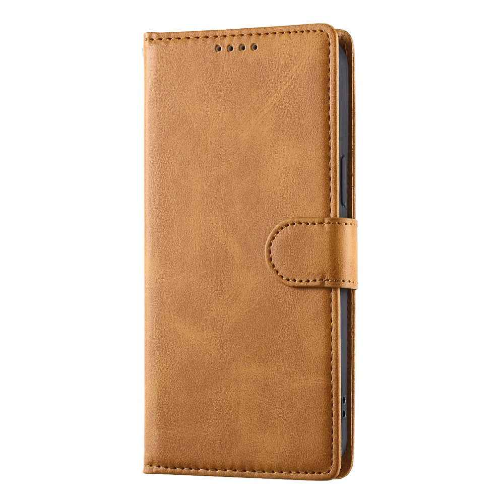 For Xiaomi 17 Pro Case Stand Wallet Calf Texture PU Leather Flip Phone Cover with Wrist Strap - Yellow