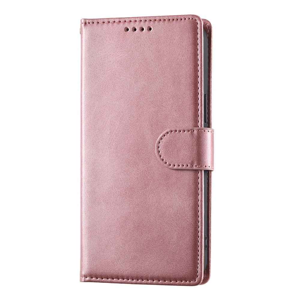 For Xiaomi 17 Pro Case Stand Wallet Calf Texture PU Leather Flip Phone Cover with Wrist Strap - Pink