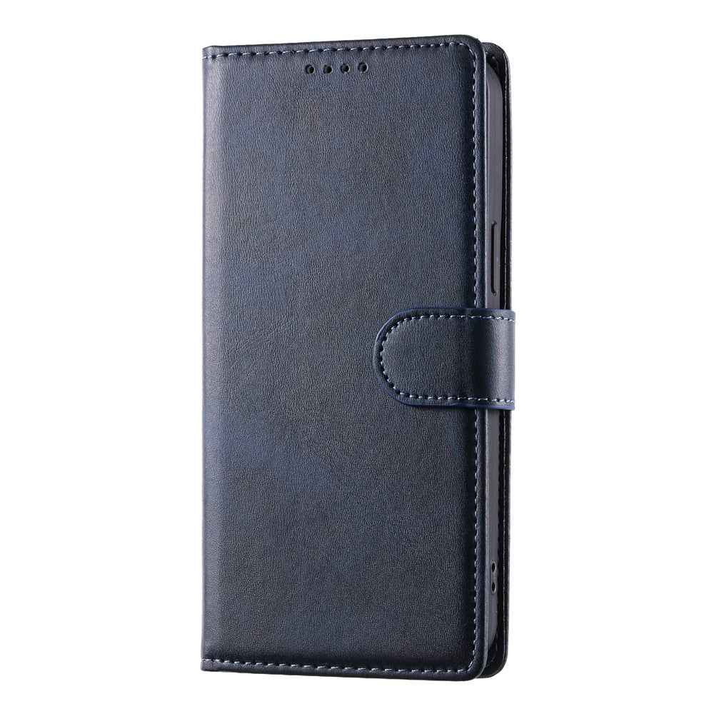 For Xiaomi 17 Pro Case Stand Wallet Calf Texture PU Leather Flip Phone Cover with Wrist Strap - Blue