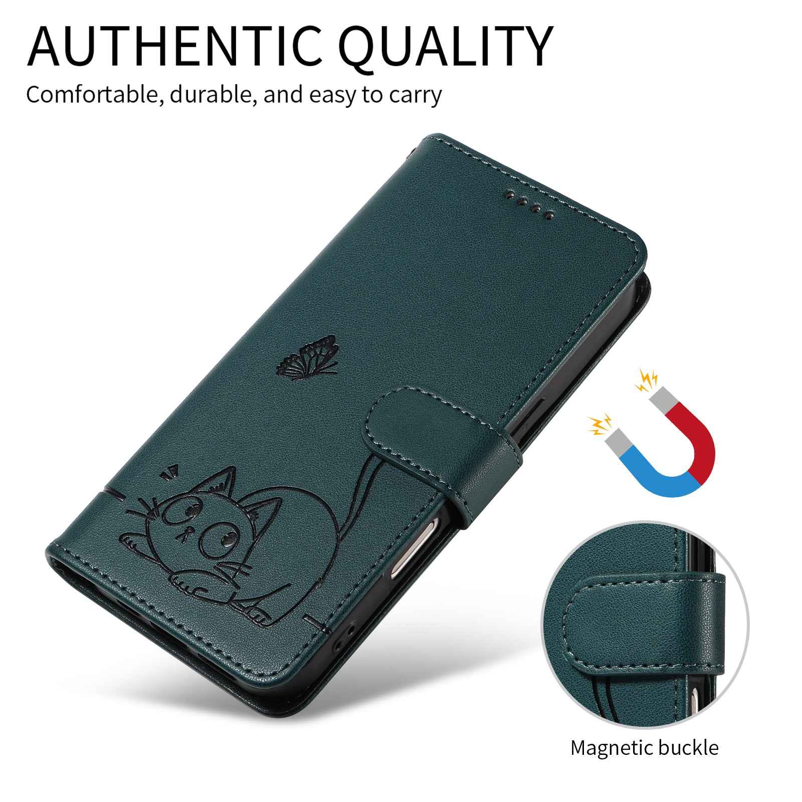 For Xiaomi 17 Pro Case Cat Pattern Imprint Leather Phone Cover with Wrist Strap - Blue