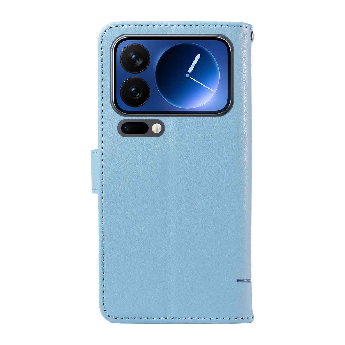 For Xiaomi 17 Pro Case Cat Pattern Imprint Leather Phone Cover with Wrist Strap - Sky Blue