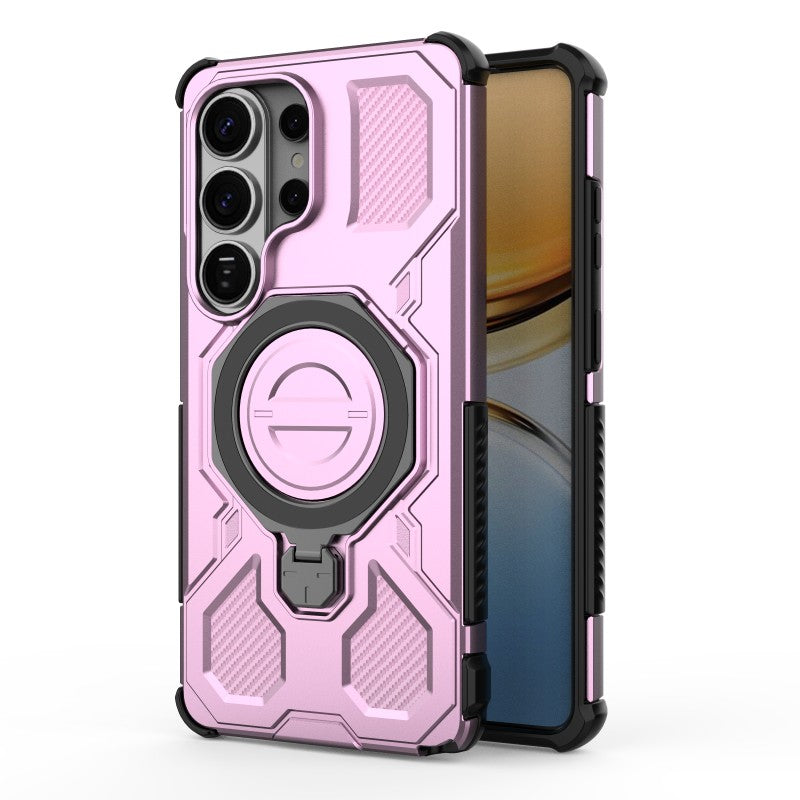 For-Samsung-Galaxy-S26-Ultra-Case-Kickstand-with-2Pcs-Screen-Film-WANLONFENG-KJ-Series-PC-TPU-Phone-Cover-(Big-Lens-Hole)-Purple