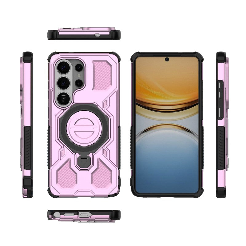 For-Samsung-Galaxy-S26-Ultra-Case-Kickstand-with-2Pcs-Screen-Film-WANLONFENG-KJ-Series-PC-TPU-Phone-Cover-(Big-Lens-Hole)-Purple