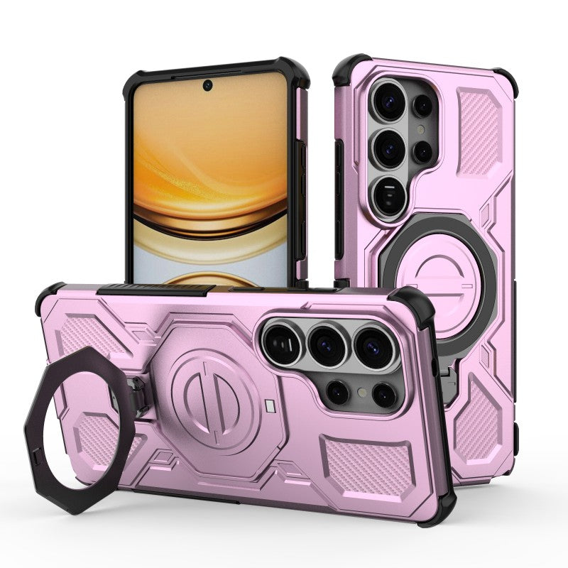 For-Samsung-Galaxy-S26-Ultra-Case-Kickstand-with-2Pcs-Screen-Film-WANLONFENG-KJ-Series-PC-TPU-Phone-Cover-(Big-Lens-Hole)-Purple