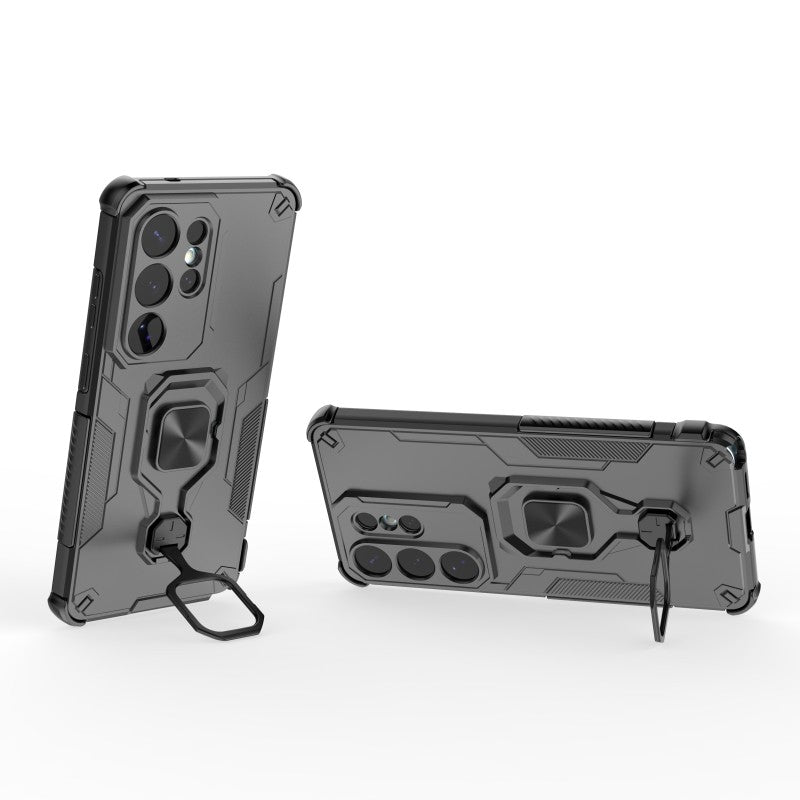 For-Samsung-Galaxy-S26-Ultra-Phone-Case-WANLONFENG-PC-TPU-Back-Cover-Kickstand-with-Tempered-Glass-Black