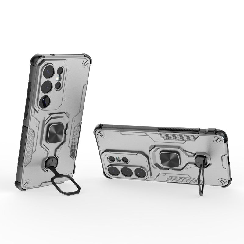 For-Samsung-Galaxy-S26-Ultra-Phone-Case-WANLONFENG-PC-TPU-Back-Cover-Kickstand-with-Tempered-Glass-Grey