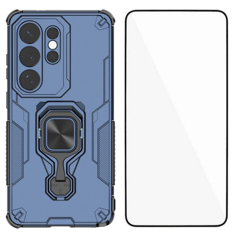 For-Samsung-Galaxy-S26-Ultra-Phone-Case-WANLONFENG-PC-TPU-Back-Cover-Kickstand-with-Tempered-Glass-Blue