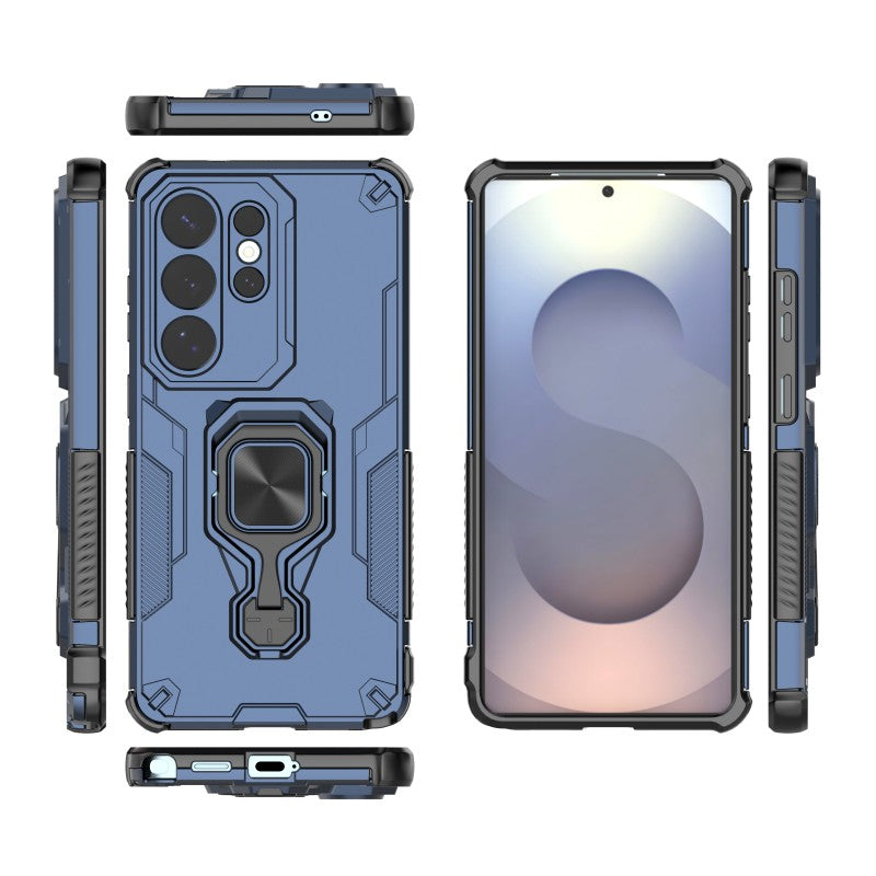 For-Samsung-Galaxy-S26-Ultra-Phone-Case-WANLONFENG-PC-TPU-Back-Cover-Kickstand-with-Tempered-Glass-Blue