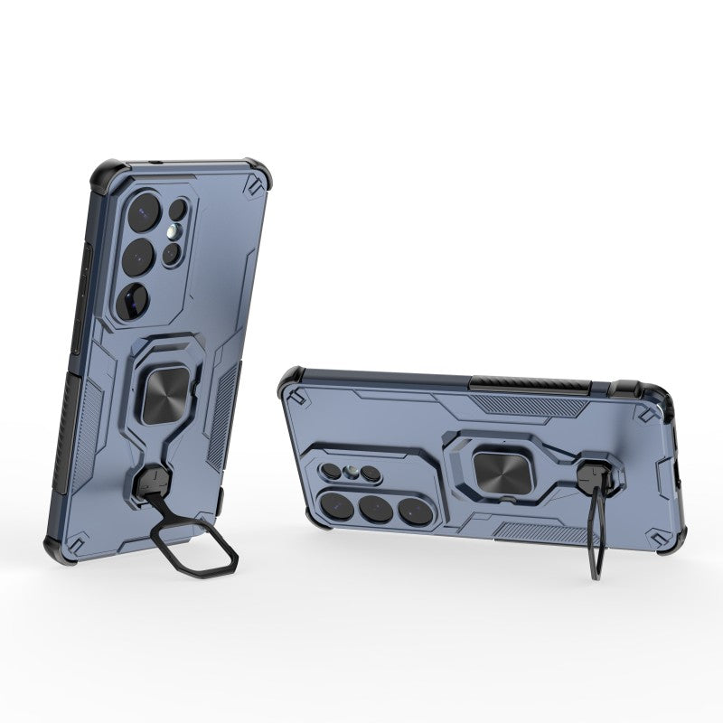 For-Samsung-Galaxy-S26-Ultra-Phone-Case-WANLONFENG-PC-TPU-Back-Cover-Kickstand-with-Tempered-Glass-Blue