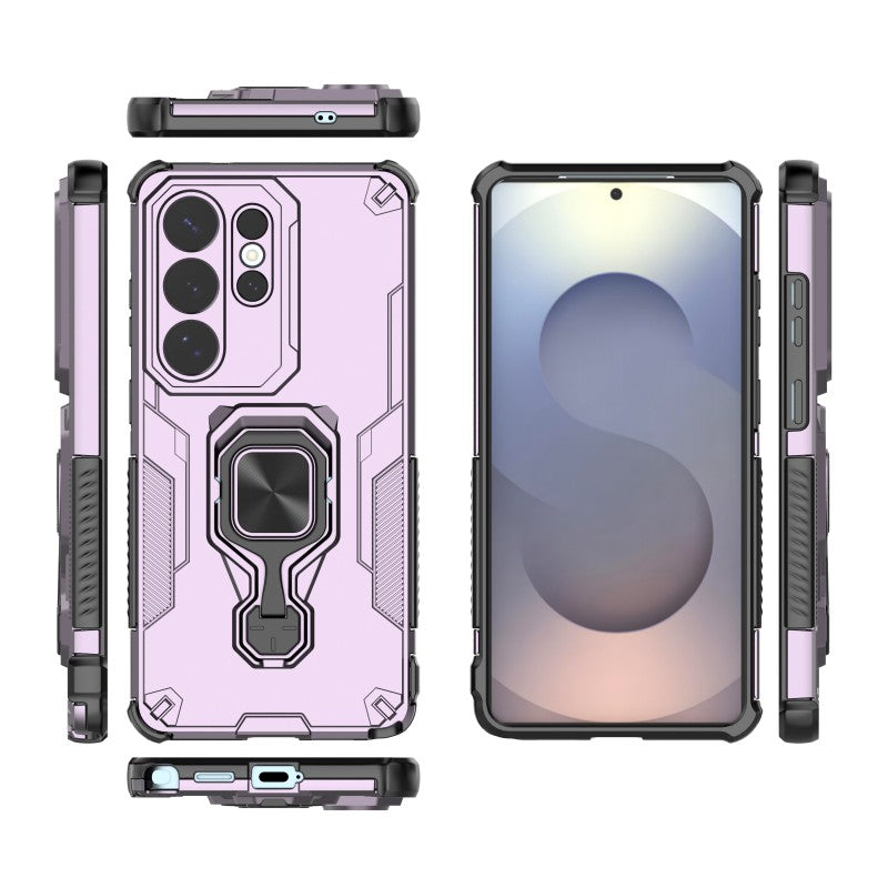 For-Samsung-Galaxy-S26-Ultra-Phone-Case-WANLONFENG-PC-TPU-Back-Cover-Kickstand-with-Tempered-Glass-Purple