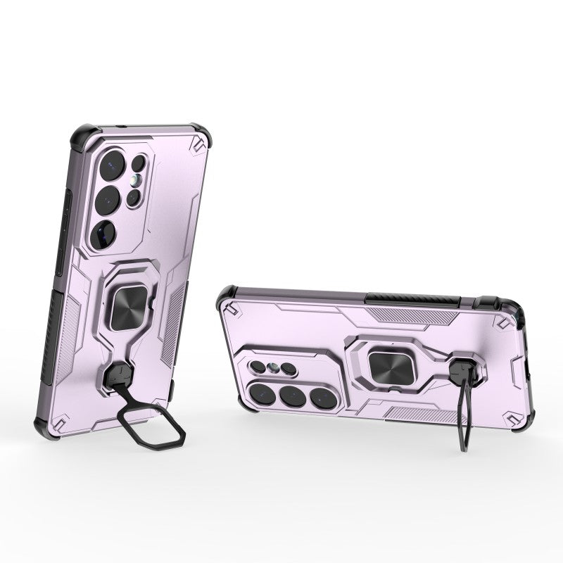 For-Samsung-Galaxy-S26-Ultra-Phone-Case-WANLONFENG-PC-TPU-Back-Cover-Kickstand-with-Tempered-Glass-Purple